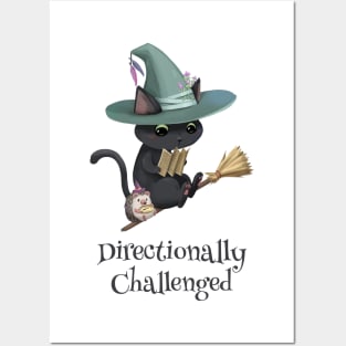 Directionally Challenged Cat and Hedgehog Witches Posters and Art